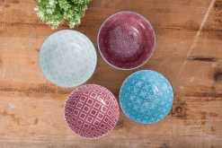 Set de 4 bols KitchenCraft en céramique Vibrance design diamètre 15cm