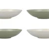 Set de 4 bols à pâtes KitchenCraft en grès émaillé vert et blanc diamètre 22cm