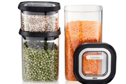 Set de 3 boîtes de conservation Gefu Pantry en verre borosilicate + 9 étiquettes autocollantes