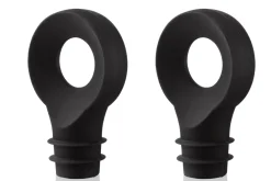 Set de 2 bouchons arrondis Vacu vin noir