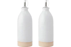 Set de 2 bouteilles à huile et vinaigre KitchenCraft Idilica en grès crème 450ml
