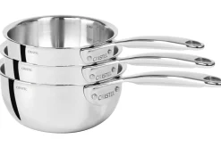 Set de 3 casseroles Cristel Castel'Pro en acier inoxydable 18/10 5 ply - 16, 18, 20cm