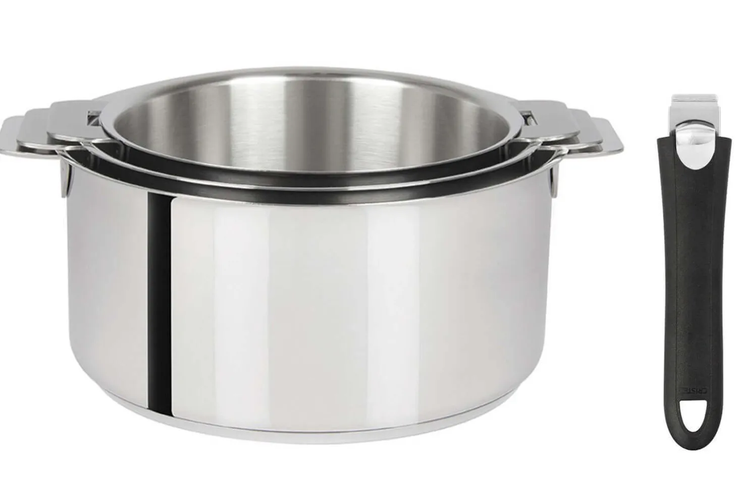 Set de 3 casseroles Cristel Mutine Amovible en inox 16 à 20cm - Poignée couleur incluse