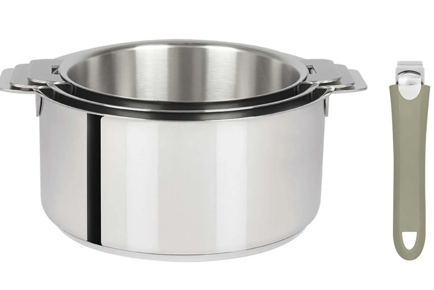 Set de 3 casseroles Cristel Mutine Amovible en inox 16 à 20cm - Poignée couleur incluse