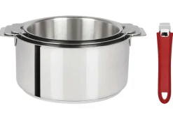 Set de 3 casseroles Cristel Mutine Amovible en inox 16 à 20cm - Poignée couleur incluse
