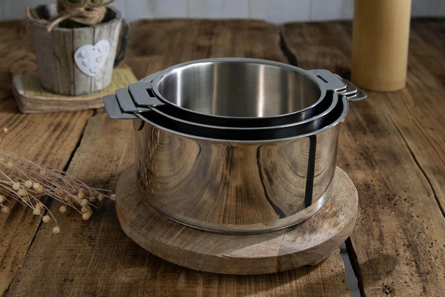 Set de 3 casseroles Cristel Mutine Amovible en inox 16 à 20cm - Poignée couleur incluse