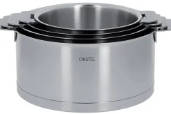 Set de 4 casseroles Cristel Strate Amovible en acier inox 18/10 - 14, 16, 18 et 20cm