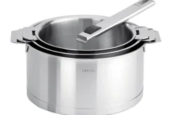Set de 3 casseroles Cristel Strate Amovible en acier inox 18/10 + 1 poignée Strate inox