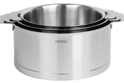 Set de 3 casseroles Cristel Strate Amovible en acier inox 18/10 - 16, 18 et 20cm