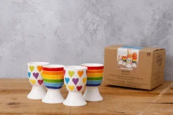 Set de 4 coquetiers KitchenCraft en porcelaine motifs arc-en-ciel