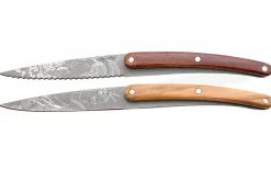 Set de 2 couteaux d'office Deejo Office Japonais manche en bois d'olivier et bois corail 9cm