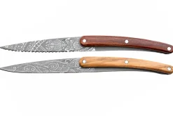 Set de 2 couteaux d'office Deejo Office Polynésien et Pacifique manche en bois d'olivier et bois corail 9cm