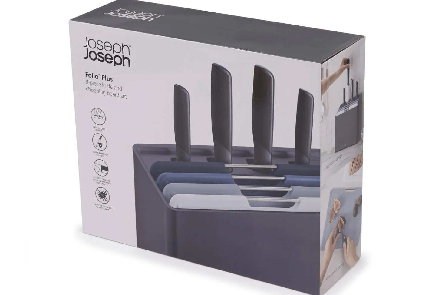 Set de 4 couteaux et 4 planches à découper Joseph Joseph Folio Plus