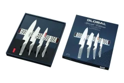 Set de 4 couteaux japonais Global GS lame en acier inox + barre aimantée