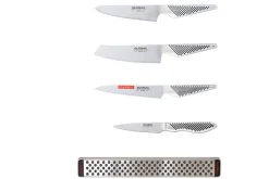 Set de 4 couteaux japonais Global GS lame en acier inox + barre aimantée
