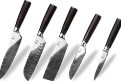 Set de 5 couteaux Kutoyama Black Pakka 1 office + 2 santoku + 1 nakiri + 1 chef