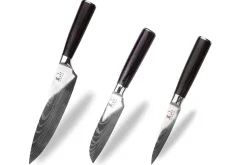 Set de 3 couteaux Kutoyama Black Pakka office + petit santoku + chef