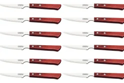 Set de 12 couteaux à steak Tramontina lame crantée 10cm manche rouge