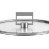 Set de 4 couvercles plats Cristel Strate Fixe 14 à 20cm en verre trempé avec bouton rabattable