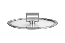 Set de 4 couvercles plats Cristel Strate Fixe 14 à 20cm en verre trempé avec bouton rabattable