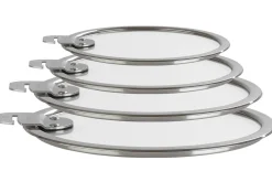 Set de 4 couvercles plats Cristel Strate Amovible 14 à 20cm en verre trempé