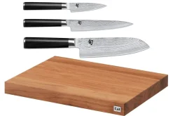 Set de découpe KAI planche à découper en chêne + 3 couteaux Shun Classic