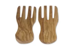 Set de 2 mains à salade Bérard fait main en olivier 20x9cm