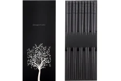Set de 5 paires de baguettes chinoises Kutoyama en fibres de verre noires 24cm