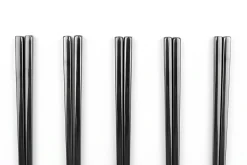 Set de 5 paires de baguettes chinoises en inox noir Kutoyama