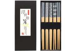 Set de 5 paires de baguettes chinoises en bambou Kutoyama - Modèle 1