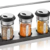 Set de 3 saupoudreuses à épices et herbes Gefu X-Plosion + support en acacia