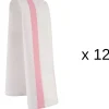 Set de 12 torchons Robur Taoste 70x50cm blanc et rose 100% coton