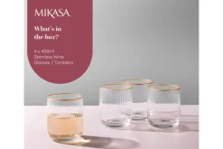 Set de 4 verres Mikasa Sorrento en cristal motif côtelé 400ml