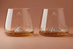 Set de 2 verres à spiritueux Alaskan Maker Topographic Mont Fuji & Denali en verre cristallin