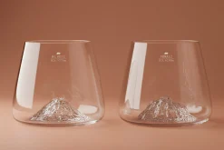 Set de 2 verres à spiritueux Alaskan Maker Topographic Mont Fuji & Denali en verre cristallin