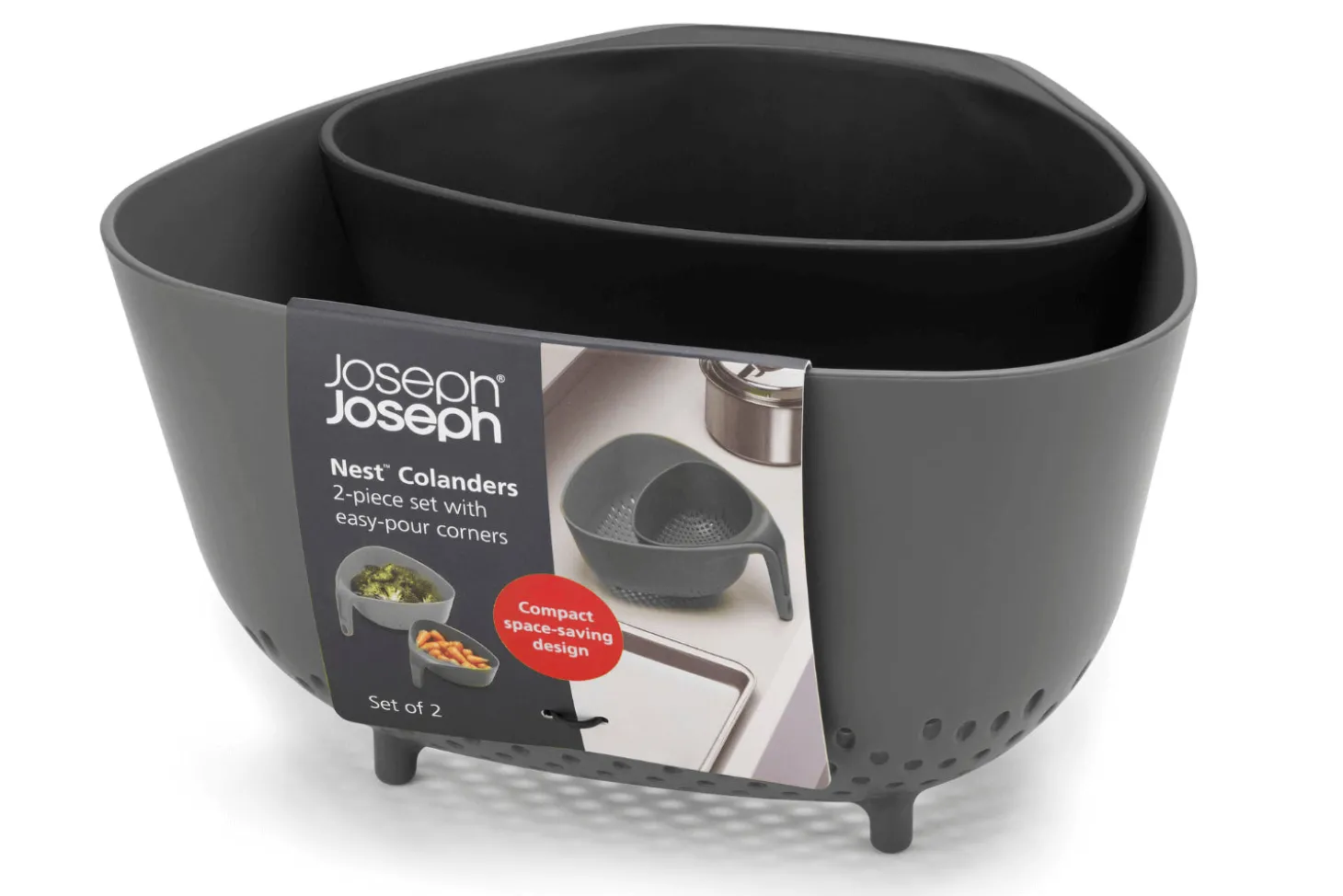 Set 2 passoires emboîtables Joseph Joseph Nest en polymère gris