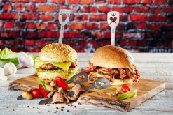 Set 2 Pics à burgers Gefu Torro motif taureau et couperet