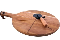 Set spécial pizza Point Virgule avec roulette à pizza et planche à servir en acacia