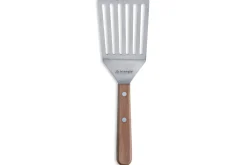 Spatule ajourée coudée large Triangle manche en bois de cerisier