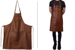 Tablier de cuisine DutchDeluxes en cuir avec poche à zip