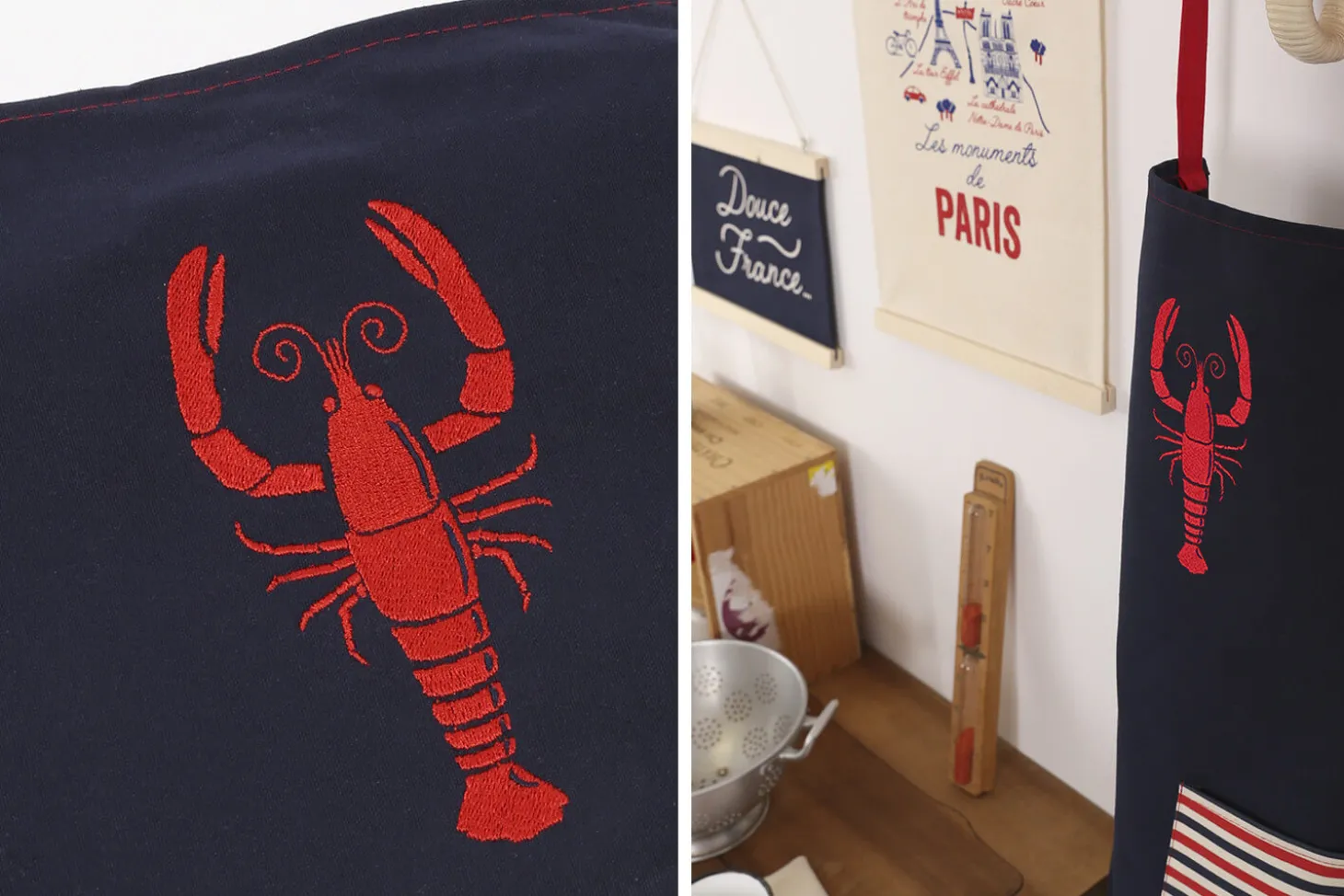 Tablier de cuisine Tissage de l'Ouest Marie fabriqué en France - Langoustine
