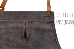 Tablier de cuisine Wusaki en toile et cuir 83x67,5cm - Taille unique
