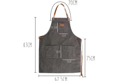 Tablier de cuisine Wusaki en toile et cuir 83x67,5cm - Taille unique