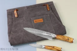 Tablier de cuisine Wusaki en toile et cuir 83x67,5cm - Taille unique