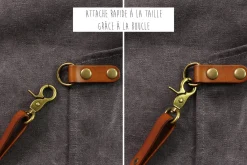 Tablier de cuisine Wusaki en toile et cuir 83x67,5cm - Taille unique