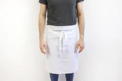 Tablier de cuisinier demi chef Deren 100% coton blanc