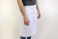 Tablier de cuisinier demi chef Deren 100% coton blanc