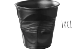 Tasse Revol Cappuccino Froissé 18cl en porcelaine noire satinée