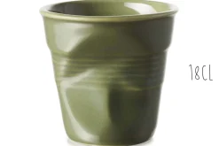 Tasse Revol Cappuccino Froissé 18cl en porcelaine Vert Garrigue