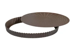 Tourtière ronde cannelée perforée Gobel anti-adhérent fond mobile
